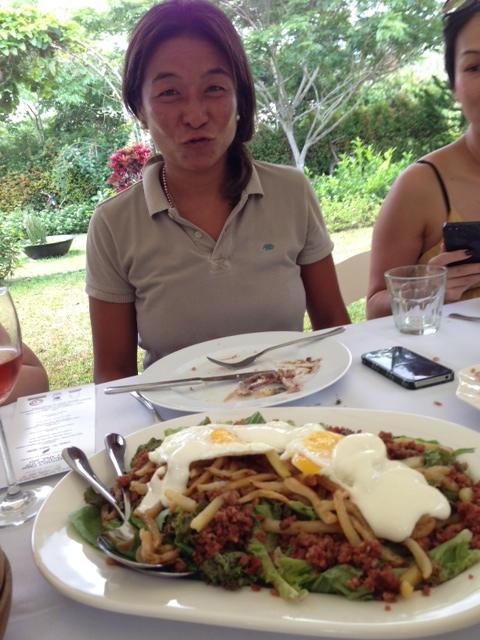 Anne-Marie is obviously excited over the huevos.