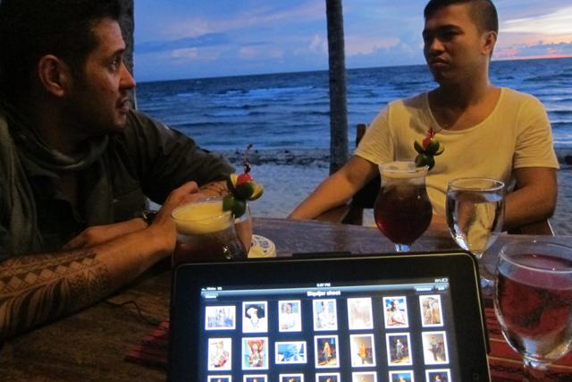 Discussing our looks and locations for the next day’s shoot.