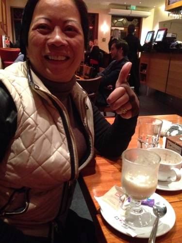 My auntie Edie gives a thumbs up! Thank you, Rachel! We heard you were treating a round of drinks from thousands of miles away!!!