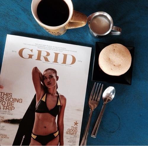 Grid Magazine Issue No. 1, part of the morning reading in Real Coffee, Boracay. Photo by studioguerrero on Instagram.